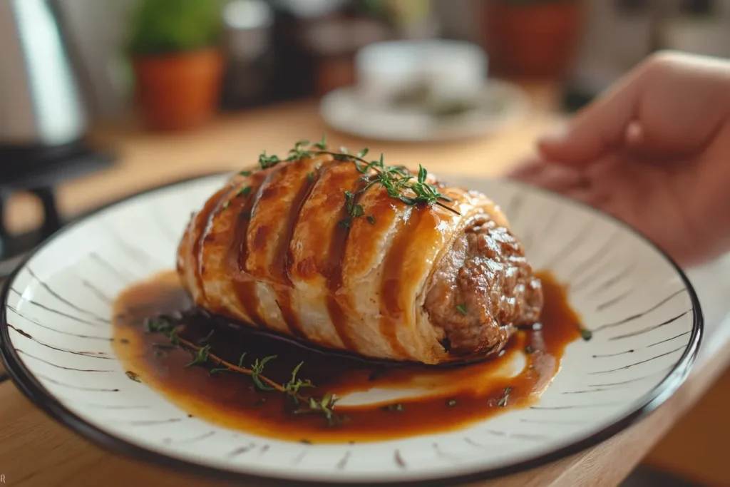 Beef Wellington on a plate