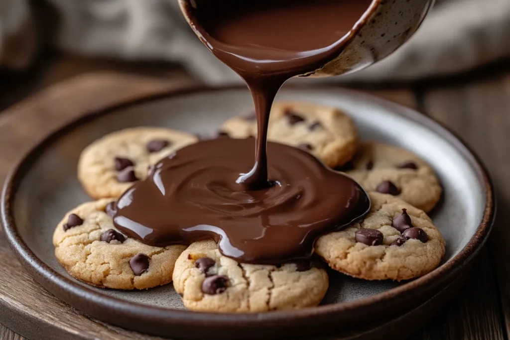 A plate of cookies topped with rich, chocolate gravy
