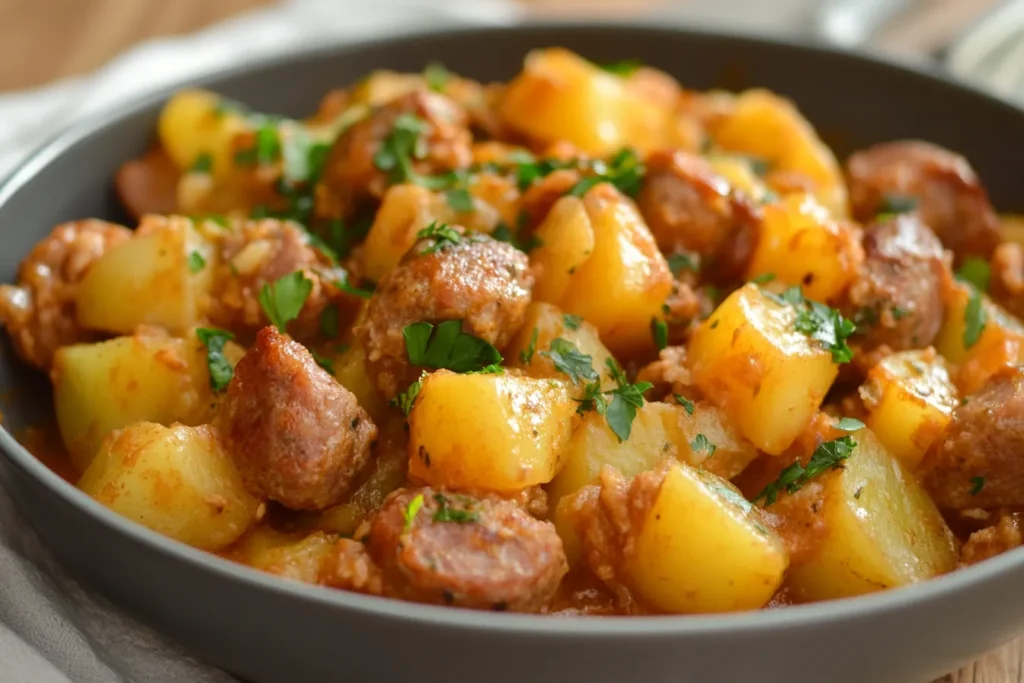 Rustic Italian Sausage and Potatoes in a Savory Tomato Sauce