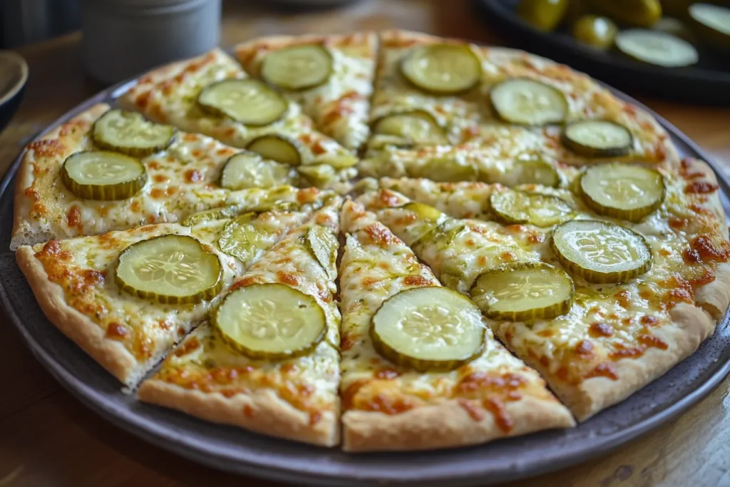 Pickle Pizza. On a plate